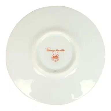 HERMÈS Hermes "Tressages Equestres" Orange, White and Blue Porcelain Coffee Cup & Saucer Set of 2 | Thumbnail 7