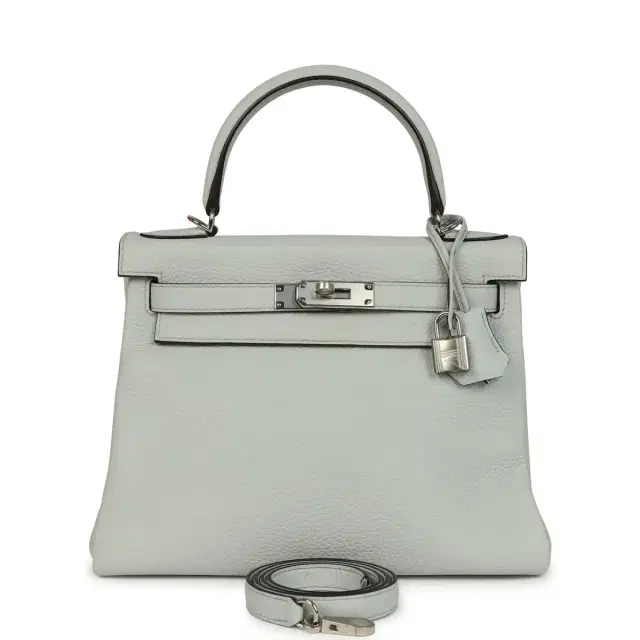 hermes Hermes Kelly Retourne 28 Bleu Pale Clemence Palladium Hardware