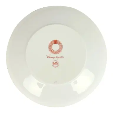 HERMÈS Hermes Medium "Tressages Equestres" Orange, White and Blue Porcelain Hollow Plate Set of 2 | Thumbnail 5