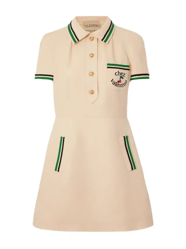 Printed Striped Wool And Silk-blend Mini Shirt Dress