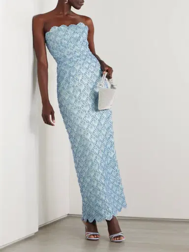 Clio Peppiatt Ariel Strapless Scalloped Embellished Satin Gown | Thumbnail 2 Clio Peppiatt Ariel Strapless Scalloped Embellished Satin Gown | Thumbnail 2