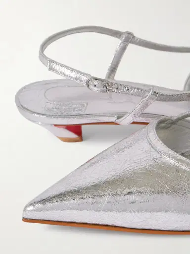 Christian Louboutin Miss Z Slingina 25 Metallic Crinkled-leather Slingback Pumps | Thumbnail 4 Christian Louboutin Miss Z Slingina 25 Metallic Crinkled-leather Slingback Pumps | Thumbnail 4
