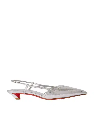 Christian Louboutin Miss Z Slingina 25 Metallic Crinkled-leather Slingback Pumps | Thumbnail 1 Christian Louboutin Miss Z Slingina 25 Metallic Crinkled-leather Slingback Pumps | Thumbnail 1