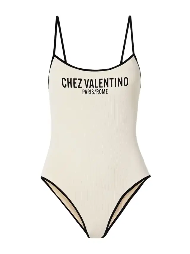 Printed Waffle-knit Swimsuit