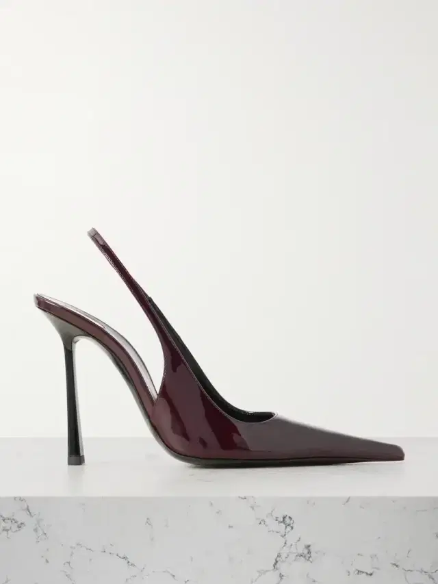 Vendôme Glossed-leather Slingback Pumps