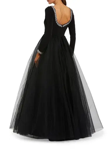 Mac Duggal Women's Crystal-Embellished Tulle Gown - Black - Size 18 | Thumbnail 2 Mac Duggal Women's Crystal-Embellished Tulle Gown - Black - Size 18 | Thumbnail 2