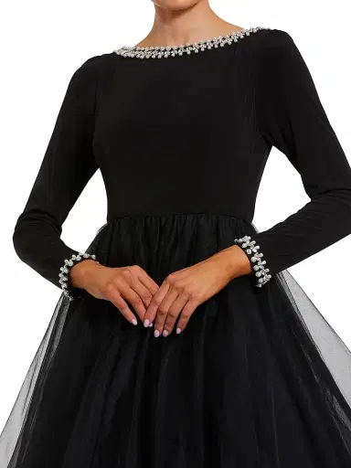 Mac Duggal Women's Crystal-Embellished Tulle Gown - Black - Size 18 | Thumbnail 3 Mac Duggal Women's Crystal-Embellished Tulle Gown - Black - Size 18 | Thumbnail 3