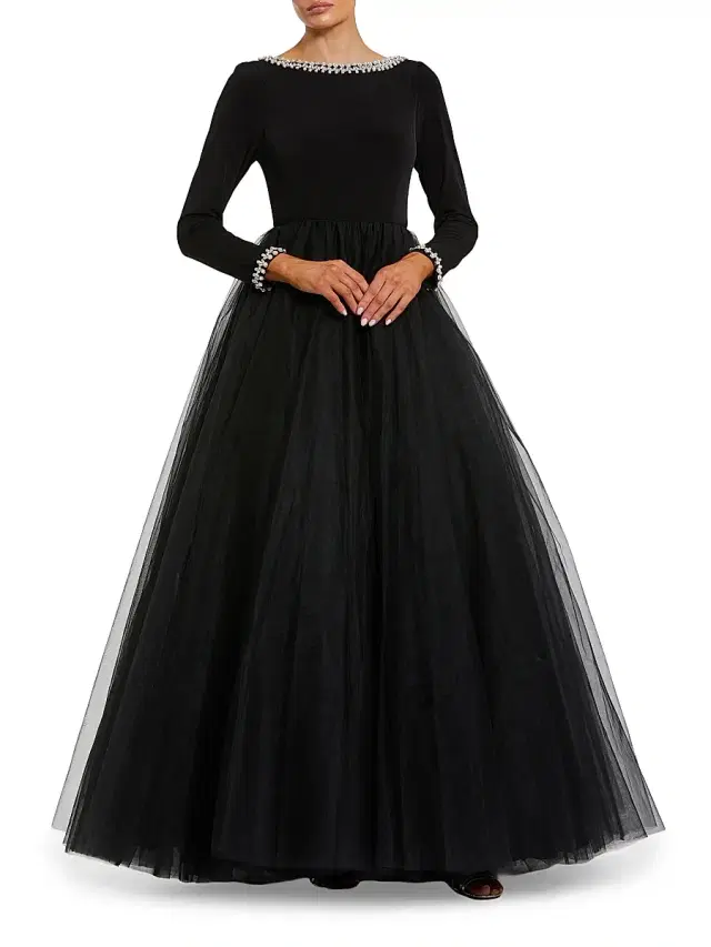 Mac Duggal Women's Crystal-Embellished Tulle Gown - Black