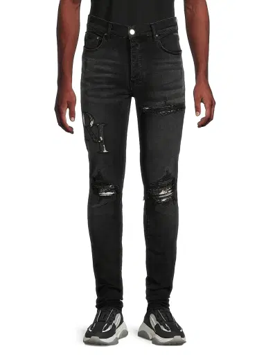 Amiri Men's Staggered Logo Skinny Jeans - Vintage Black | Thumbnail 3 Amiri Men's Staggered Logo Skinny Jeans - Vintage Black | Thumbnail 3