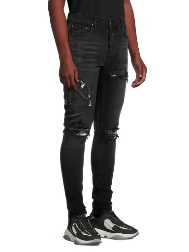 Amiri Men's Staggered Logo Skinny Jeans - Vintage Black | Thumbnail 4 Amiri Men's Staggered Logo Skinny Jeans - Vintage Black | Thumbnail 4