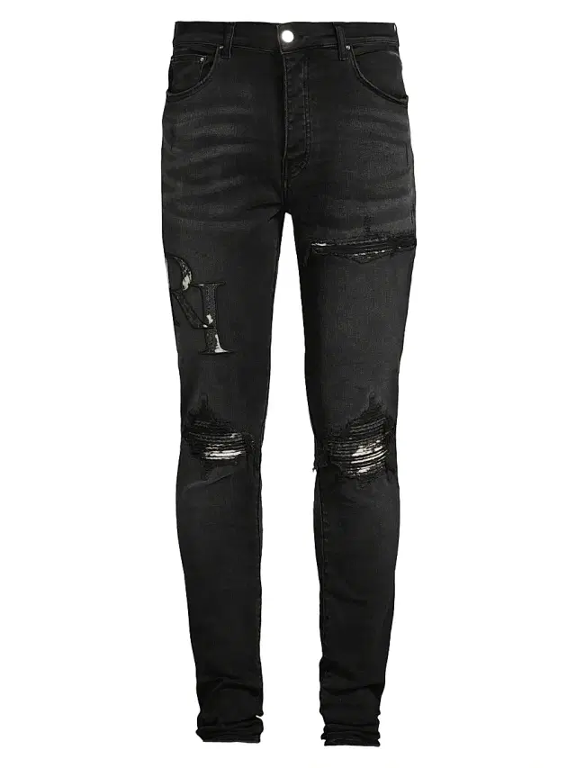 Men's Staggered Logo Skinny Jeans - Vintage Black