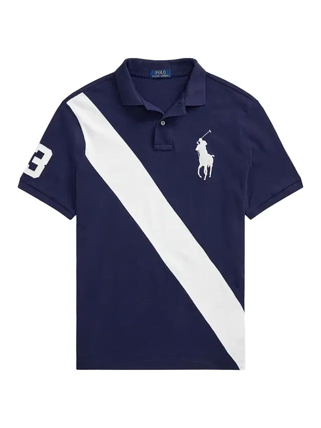 Polo Ralph Lauren Men's Custom-Slim-Fit Polo Shirt - Newport Navy White