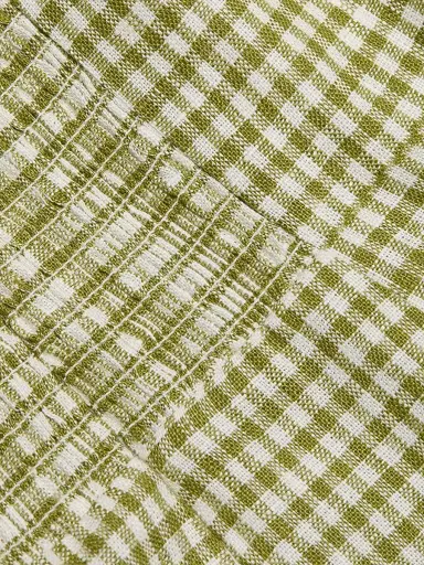 Reformation Women's Celosia Gingham Linen Minidress - Avocado Check - Size 12 | Thumbnail 7