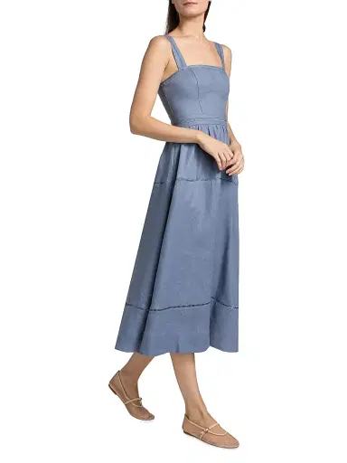 Reformation Women's Everett Linen Midi-Dress - Cornflower - Size 10 | Thumbnail 2 Reformation Women's Everett Linen Midi-Dress - Cornflower - Size 10 | Thumbnail 2