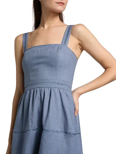 Reformation Women's Everett Linen Midi-Dress - Cornflower - Size 10 | Thumbnail 6 Reformation Women's Everett Linen Midi-Dress - Cornflower - Size 10 | Thumbnail 6
