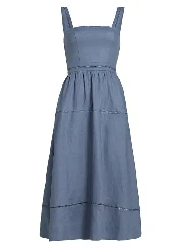 Reformation Women's Everett Linen Midi-Dress - Cornflower - Size 10 | Thumbnail 1 Reformation Women's Everett Linen Midi-Dress - Cornflower - Size 10 | Thumbnail 1
