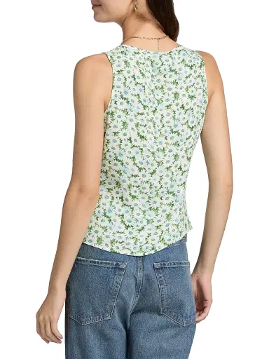 Reformation Women's Miri Floral Tie-Front Top - Daisy Meadow - Size 12 | Thumbnail 5