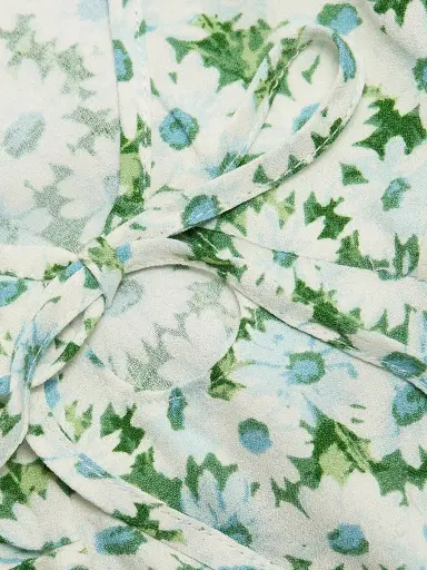 Reformation Women's Miri Floral Tie-Front Top - Daisy Meadow - Size 12 | Thumbnail 7