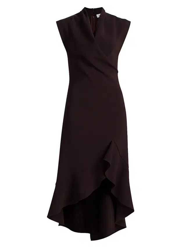 Prabal Gurung Women's Angie Wrap-Front Midi-Dress - Mahogany