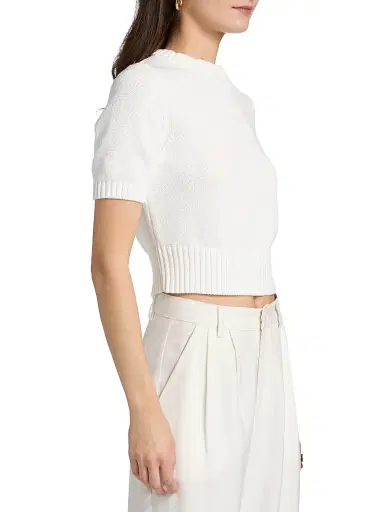 Toccin Women's Elsie Short-Sleeve Cotton Sweater - Optic | Thumbnail 4 Toccin Women's Elsie Short-Sleeve Cotton Sweater - Optic | Thumbnail 4