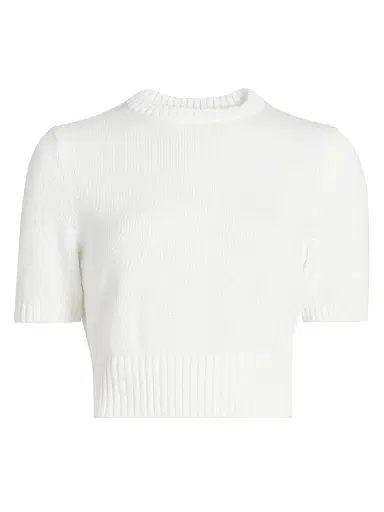 Toccin Women's Elsie Short-Sleeve Cotton Sweater - Optic | Thumbnail 1 Toccin Women's Elsie Short-Sleeve Cotton Sweater - Optic | Thumbnail 1