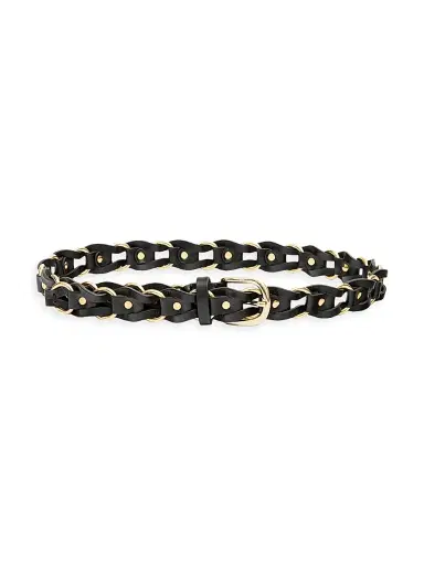 Isabel Marant Women's Bali Chain-Link Woven Leather Belt - Black Gold | Thumbnail 1 Isabel Marant Women's Bali Chain-Link Woven Leather Belt - Black Gold | Thumbnail 1
