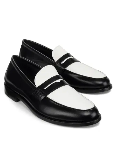 Manolo Blahnik Men's Perry Leather Penny Loafers - Black - Size 8.5 | Thumbnail 2