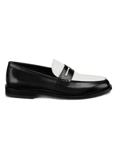 Manolo Blahnik Men's Perry Leather Penny Loafers - Black - Size 8.5 | Thumbnail 1