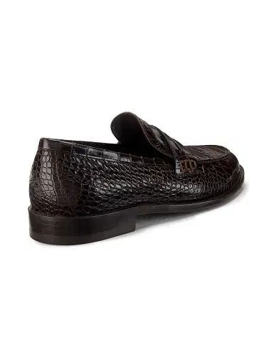 Manolo Blahnik Men's Perry Embossed Leather Loafers - Dark Brown - Size 8 | Thumbnail 3