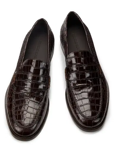 Manolo Blahnik Men's Perry Embossed Leather Loafers - Dark Brown - Size 8 | Thumbnail 4
