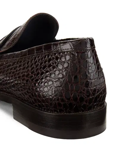 Manolo Blahnik Men's Perry Embossed Leather Loafers - Dark Brown - Size 8 | Thumbnail 5