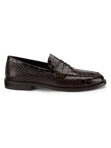 Manolo Blahnik Men's Perry Embossed Leather Loafers - Dark Brown - Size 8 | Thumbnail 1