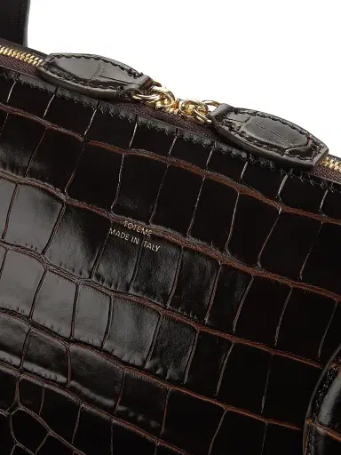 TOTEME Women's Garderob Croc-Embossed Leather Day Tote Bag - Dark Chocolate | Thumbnail 5