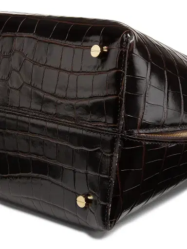TOTEME Women's Garderob Croc-Embossed Leather Day Tote Bag - Dark Chocolate | Thumbnail 6