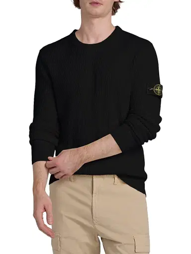 Stone Island Men's Wool Crewneck Sweater - Black - Size XL | Thumbnail 3