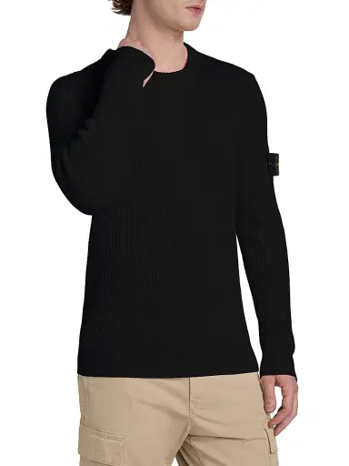 Stone Island Men's Wool Crewneck Sweater - Black - Size XL | Thumbnail 4