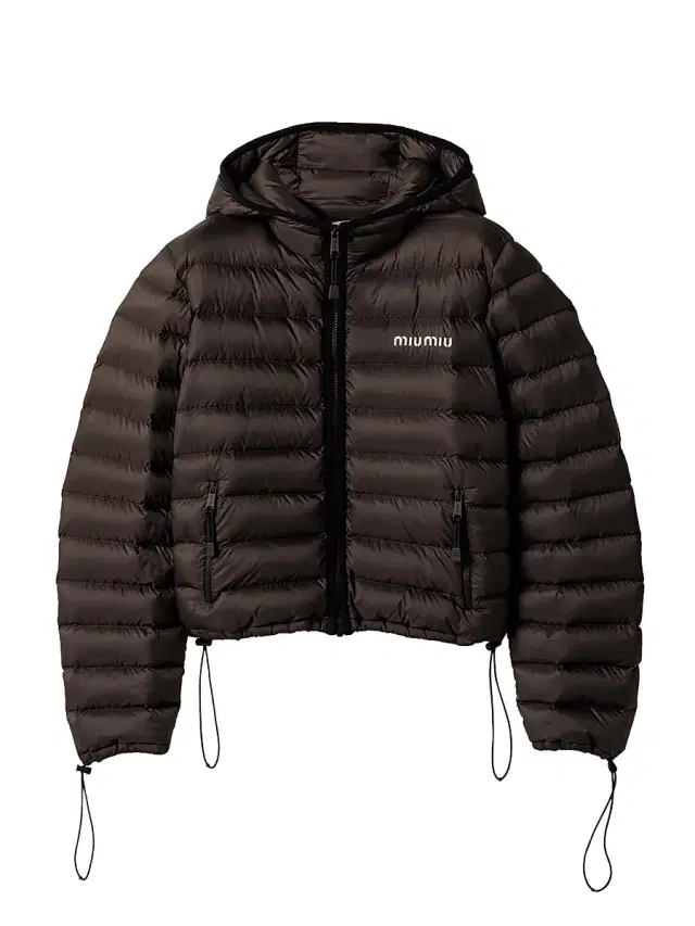 Miu Miu Women's Light Pongé Down Hoodie Jacket - Green