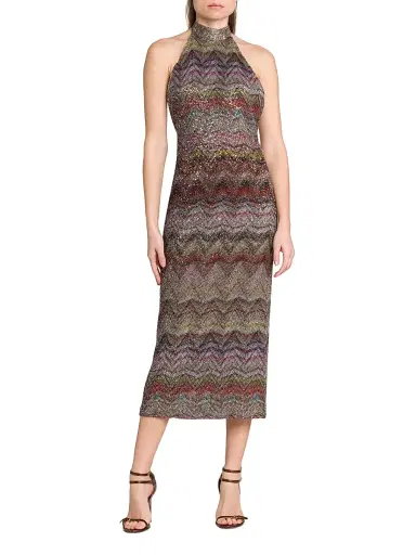 Missoni Women's Sequin Zig-Zag Open-Back Knit Midi-Dress - Light Multicolor Tones - Size 12 | Thumbnail 3 Missoni Women's Sequin Zig-Zag Open-Back Knit Midi-Dress - Light Multicolor Tones - Size 12 | Thumbnail 3