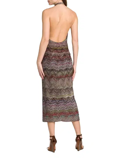 Missoni Women's Sequin Zig-Zag Open-Back Knit Midi-Dress - Light Multicolor Tones - Size 12 | Thumbnail 5 Missoni Women's Sequin Zig-Zag Open-Back Knit Midi-Dress - Light Multicolor Tones - Size 12 | Thumbnail 5