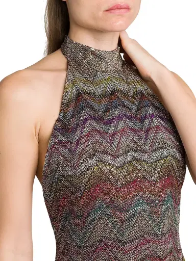 Missoni Women's Sequin Zig-Zag Open-Back Knit Midi-Dress - Light Multicolor Tones - Size 12 | Thumbnail 6 Missoni Women's Sequin Zig-Zag Open-Back Knit Midi-Dress - Light Multicolor Tones - Size 12 | Thumbnail 6
