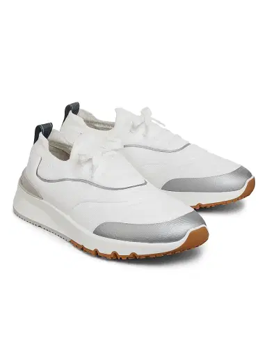 Brunello Cucinelli Men's Leather-Trimmed Slip-On Sneakers | Thumbnail 2 Brunello Cucinelli Men's Leather-Trimmed Slip-On Sneakers | Thumbnail 2