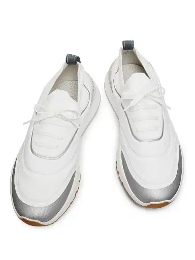 Brunello Cucinelli Men's Leather-Trimmed Slip-On Sneakers | Thumbnail 4 Brunello Cucinelli Men's Leather-Trimmed Slip-On Sneakers | Thumbnail 4