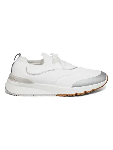 Brunello Cucinelli Men's Leather-Trimmed Slip-On Sneakers | Thumbnail 1 Brunello Cucinelli Men's Leather-Trimmed Slip-On Sneakers | Thumbnail 1