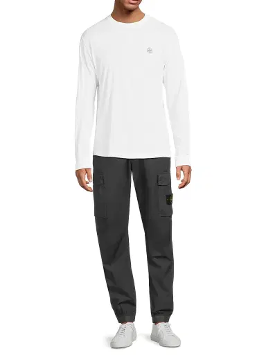 Stone Island Men's Long-Sleeve Cotton T-Shirt - White | Thumbnail 2 Stone Island Men's Long-Sleeve Cotton T-Shirt - White | Thumbnail 2