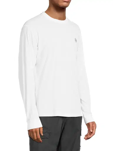 Stone Island Men's Long-Sleeve Cotton T-Shirt - White | Thumbnail 4 Stone Island Men's Long-Sleeve Cotton T-Shirt - White | Thumbnail 4