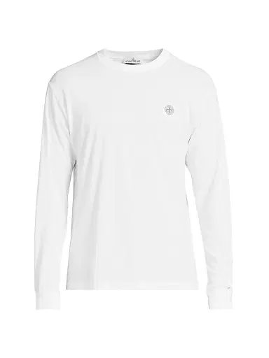 Stone Island Men's Long-Sleeve Cotton T-Shirt - White | Thumbnail 1 Stone Island Men's Long-Sleeve Cotton T-Shirt - White | Thumbnail 1