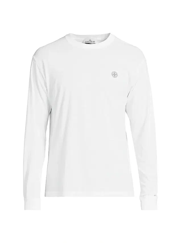 Men's Long-Sleeve Cotton T-Shirt - White