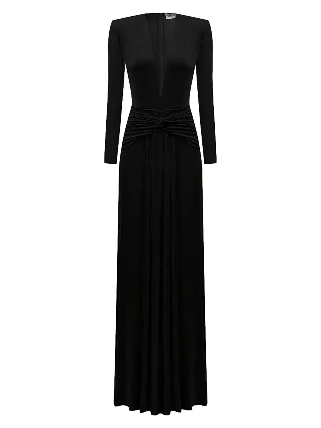 The New Arrivals Ilkyaz Ozel Women's Azure Plunging Bodycon Gown - Dark Side