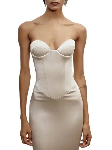 The New Arrivals Ilkyaz Ozel Women's Inara Satin Strapless Mermaid Gown - Sultans Delight | Thumbnail 5 The New Arrivals Ilkyaz Ozel Women's Inara Satin Strapless Mermaid Gown - Sultans Delight | Thumbnail 5