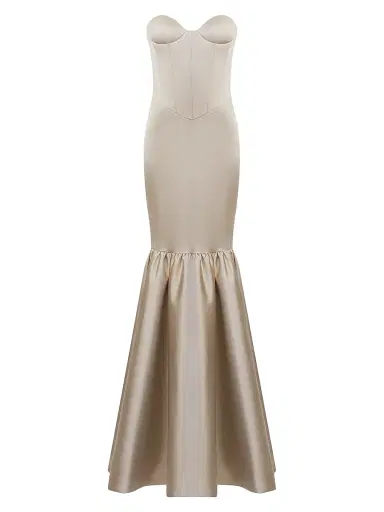 The New Arrivals Ilkyaz Ozel Women's Inara Satin Strapless Mermaid Gown - Sultans Delight | Thumbnail 1 The New Arrivals Ilkyaz Ozel Women's Inara Satin Strapless Mermaid Gown - Sultans Delight | Thumbnail 1